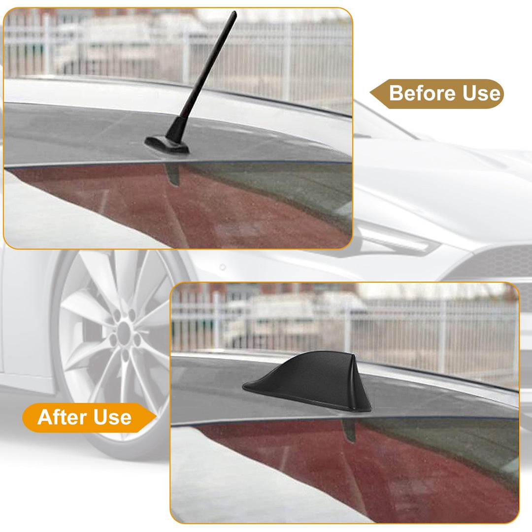Car Shark Fin Antenna Cover Waterproof Signal Car Antenna Replacement w/ Adhesive Tape Base Fits for Universal Auto Cars Ford Van Truck Jeep SUV