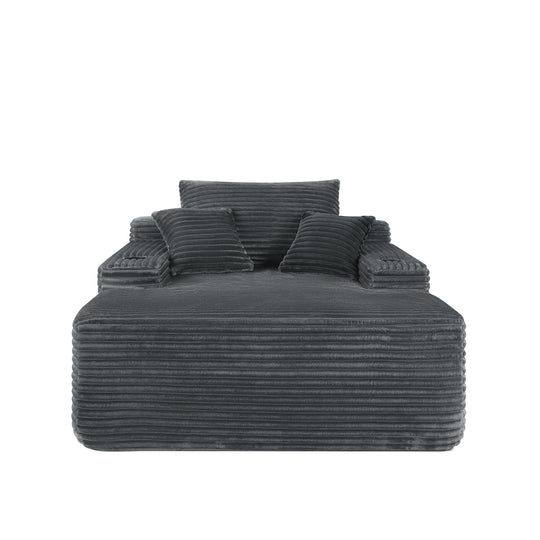 Convertible Chaise Lounge Sleeper Sofa with Cup Holders & Pillows