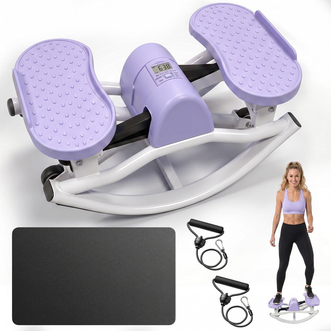 Compact Swing Stepper with Resistance Bands & LCD Monitor