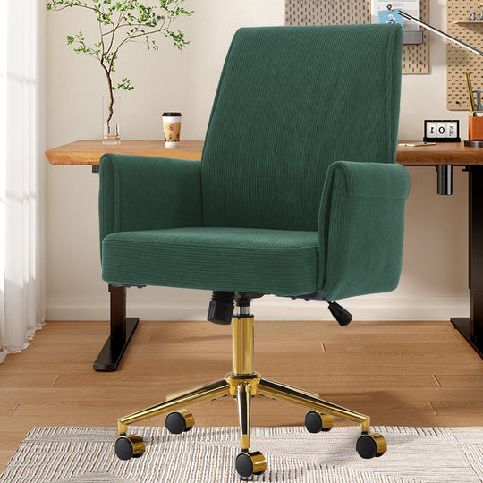 Mid-Back Velvet Office Chair with Memory Foam Cushion