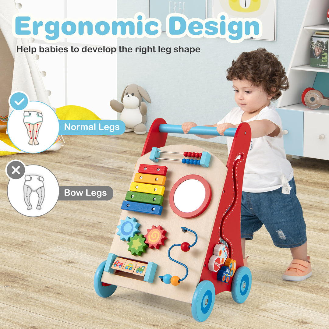 Baby Push Walker with Handle and Wheels for Boys & Girls 3+ Years Old-Muticolor