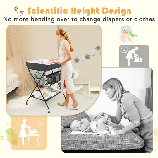 Baby Storage Folding Diaper Changing Table-Black