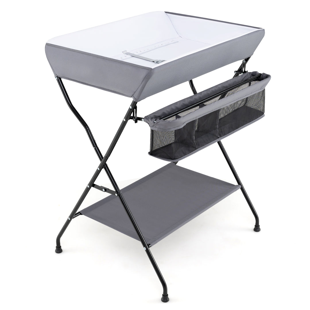 Baby Storage Folding Diaper Changing Table-Gray