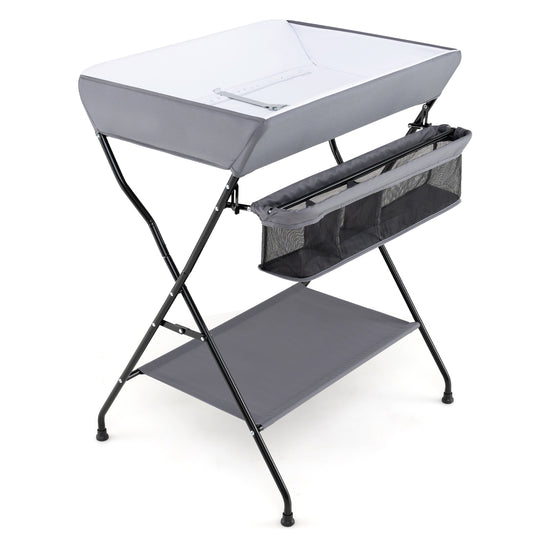 Baby Storage Folding Diaper Changing Table-Gray