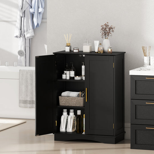 Bathroom Floor Storage Cabinet with 2 Doors and Adjustable Shelves
