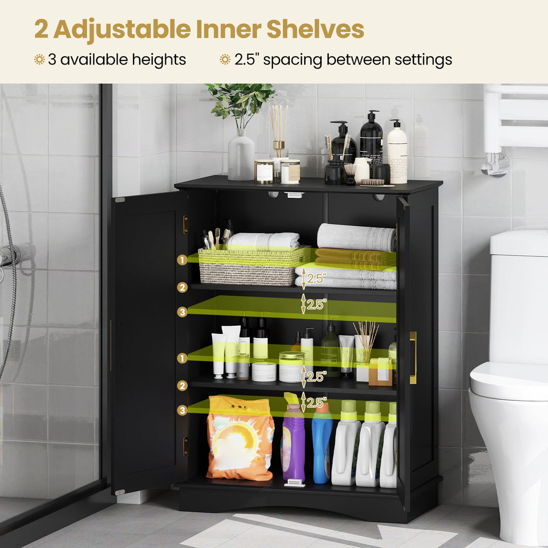 Bathroom Floor Storage Cabinet with 2 Doors and Adjustable Shelves