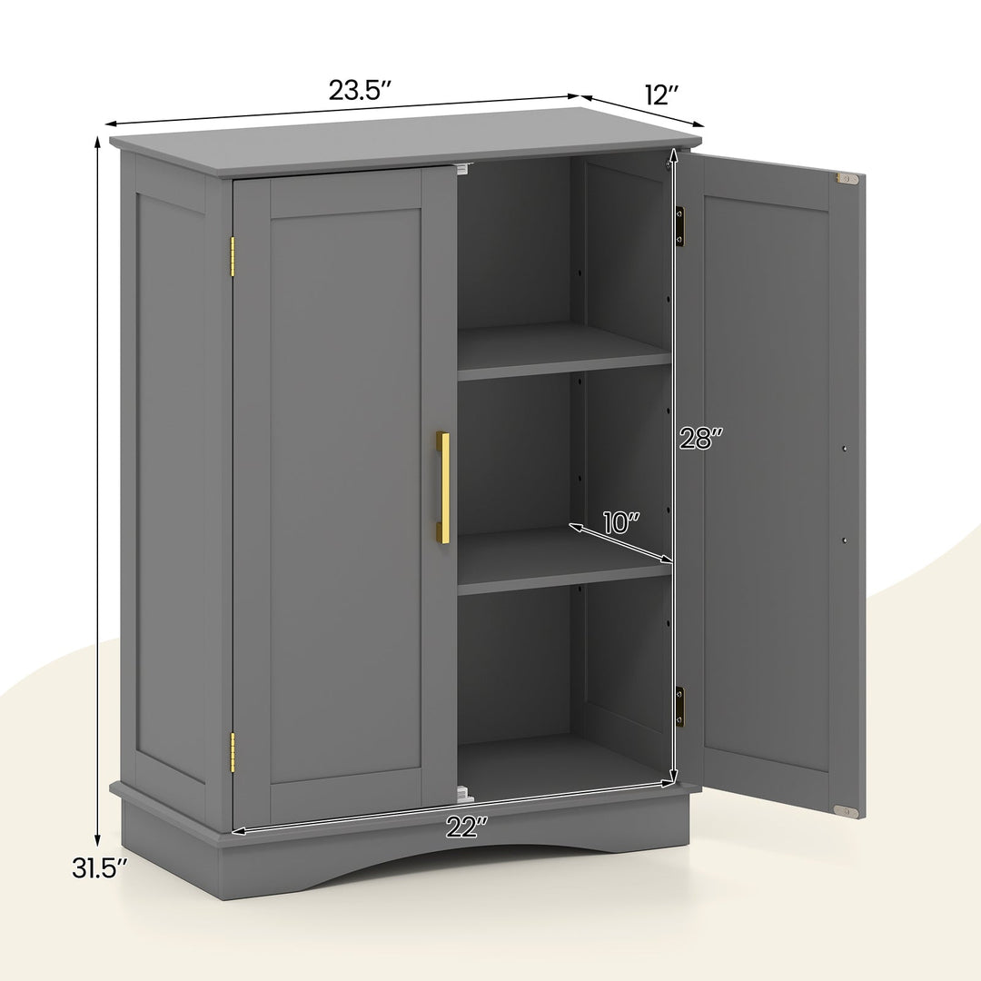 Bathroom Floor Storage Cabinet with 2 Doors and Adjustable Shelves