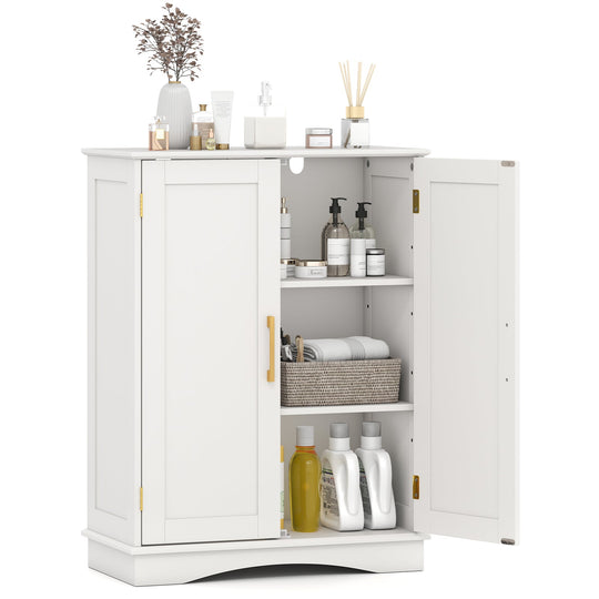 Bathroom Floor Storage Cabinet with 2 Doors and Adjustable Shelves