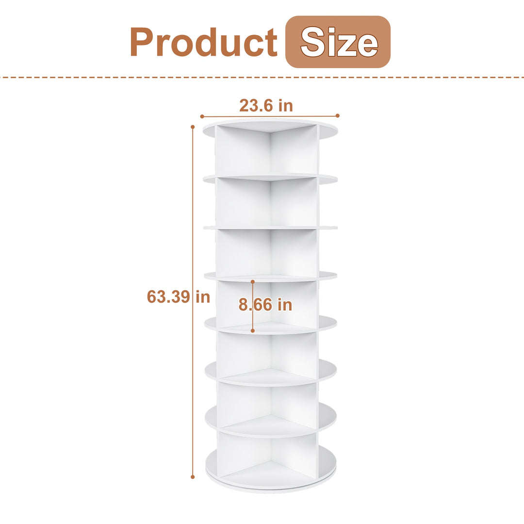 7-Tier Rotating Shoe Rack Tower, 360° Spinning Shoe Organizer with 28 Pairs Capacity, Freestanding Vertical Shoe Storage