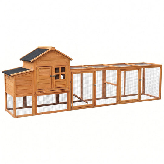 Chicken Coop with Run for 4-6 Chickens, Weatherproof Wood
