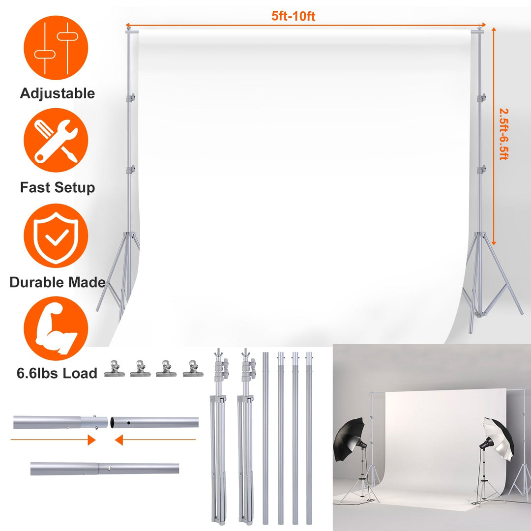 6.5×10ft Photography Backdrop Stand – Adjustable Studio Support Set