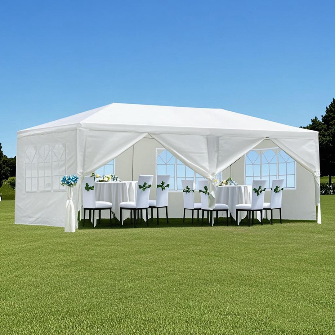 30′L × 10′W × 8.2′H Outdoor Waterproof Canopy Gazebo Patio Party Tent with 3 Window Sidewalls, 2 Zipper Walls for Weddin