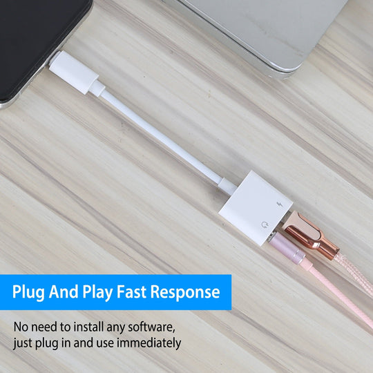 2 In 1 3.5mm Headphone Adapter Charger Audio Splitter Dongle Adapter Fit for iPhone 13/13Pro/SE/12/12 Mini/12 Pro/12 Pro Max/iPhone 11/11 Pro/11 Pro M