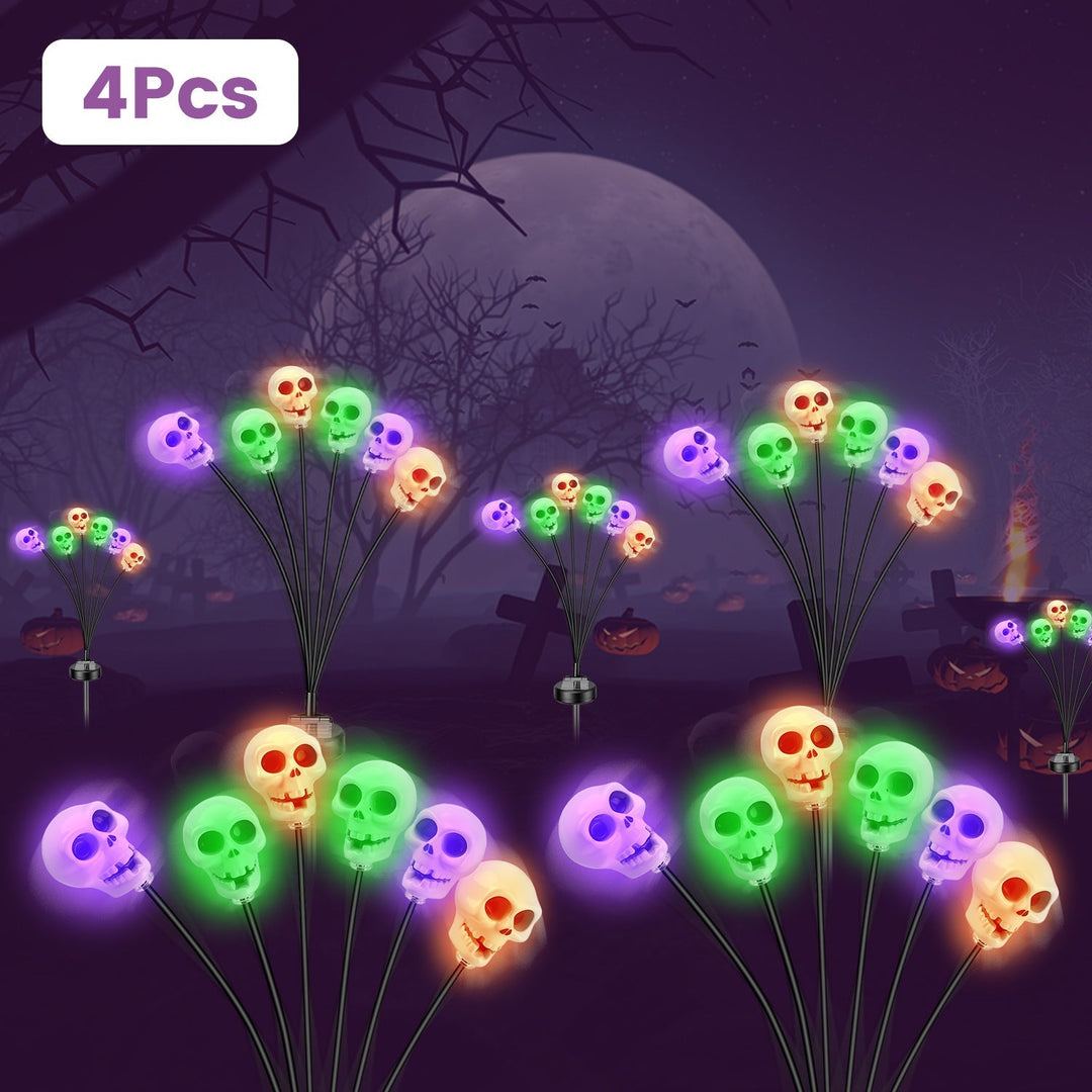 Solar Skull Lights Outdoor Halloween Decorations 4 Pack