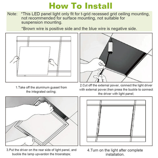 48W 2 2FT LED Panel Light 5800LM 7000K Ceiling Lighting 150W Equivalent LED Troffer Recessed Edge-Lit