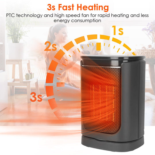 1500W Electric Space Heater Ceramic Heater Fan 90¼Oscillating Heating Fan with 3 Modes Remote Control Digital Display Tip-over Overheating Protection