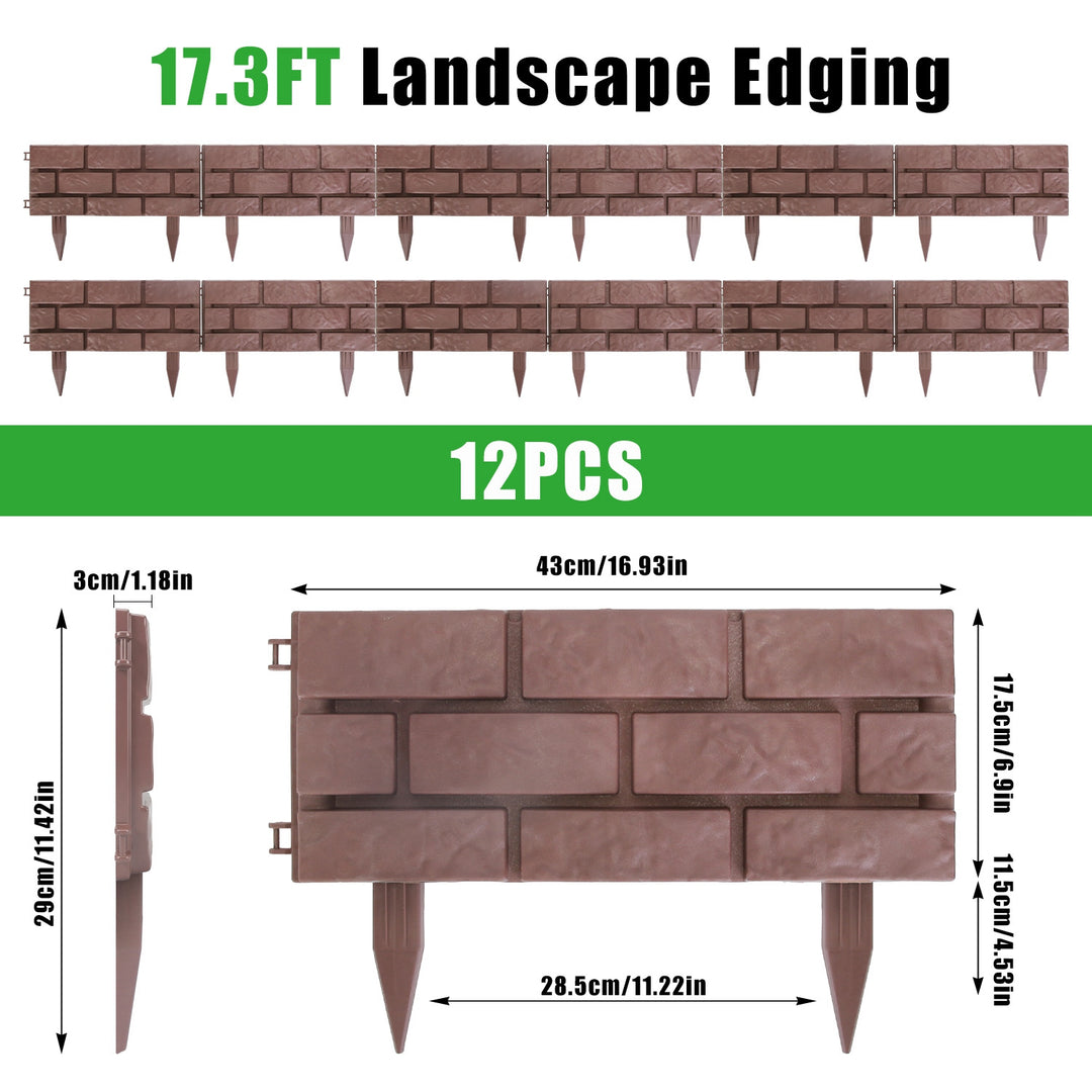 Garden Border Edging Panels 12-Pack with Rotatable Connectors