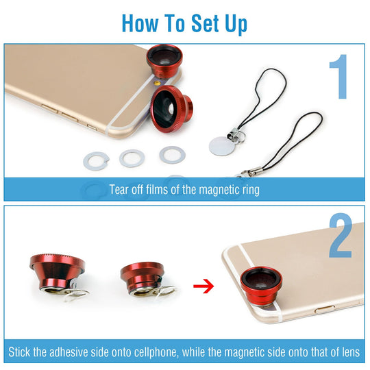 Phone Camera Lens Kit Magnetic 180¡Fisheye Lens 0.67xWide Angle 10X Macro Lens for iPhone X /8/7/6s Samsung Galaxy S10/S9
