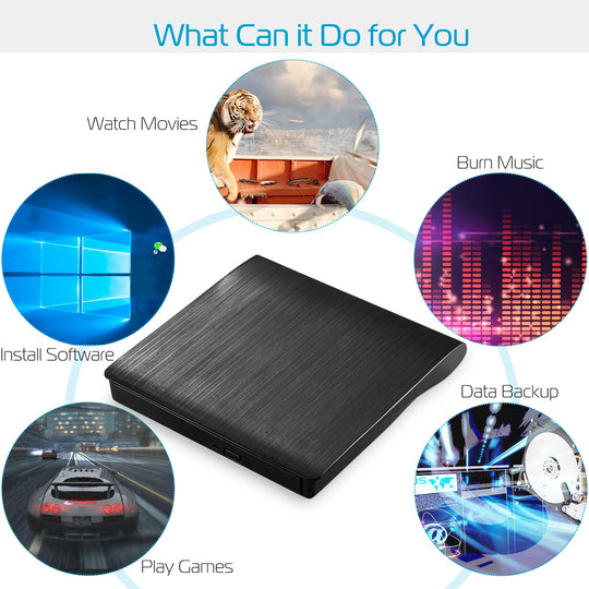 GBruno External CD DVD Drive