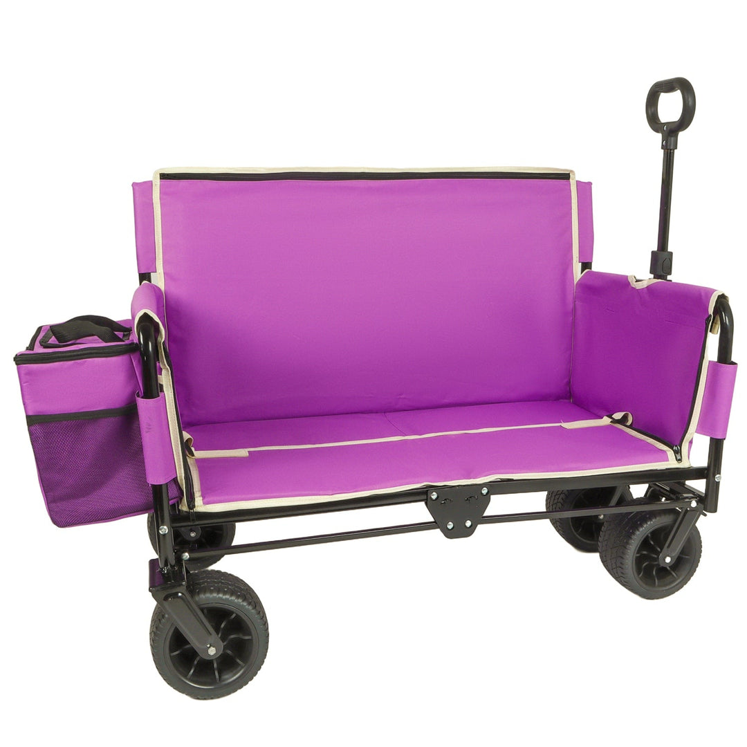Folding Wagon Cart with Bench Seat – 500lb Capacity, 180L