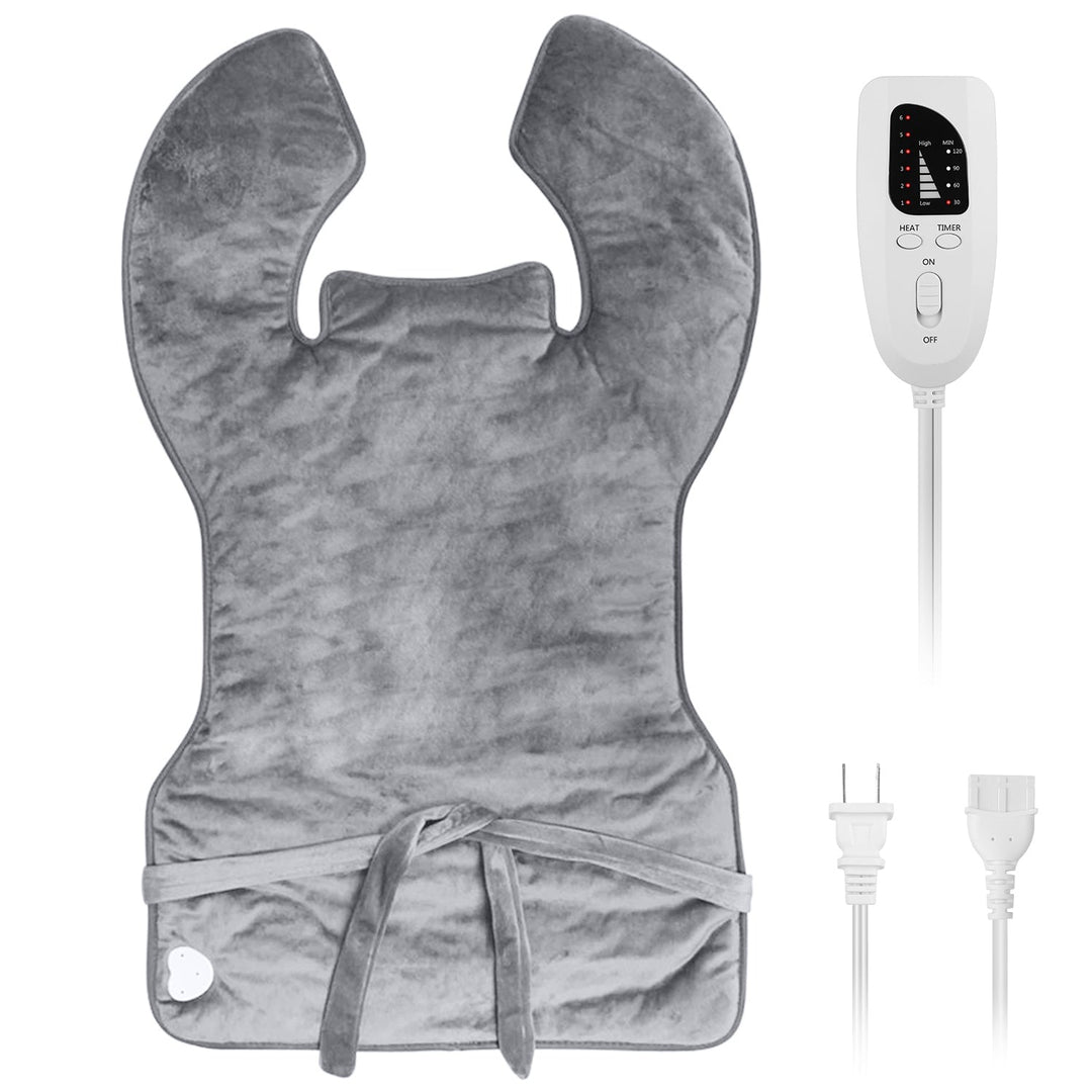 36.6x22in Electric Heating Wrap for Neck Shoulder Fast Heating Pad Mat Heated Neck Wrap for Back Pain Relief with 6 Temperature Settings 4 Timer Modes