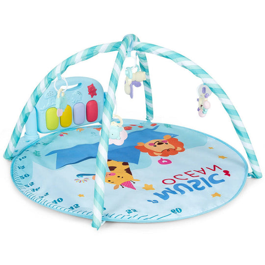 Baby Activity Play Piano Gym Mat with 5 Hanging Sensory Toys