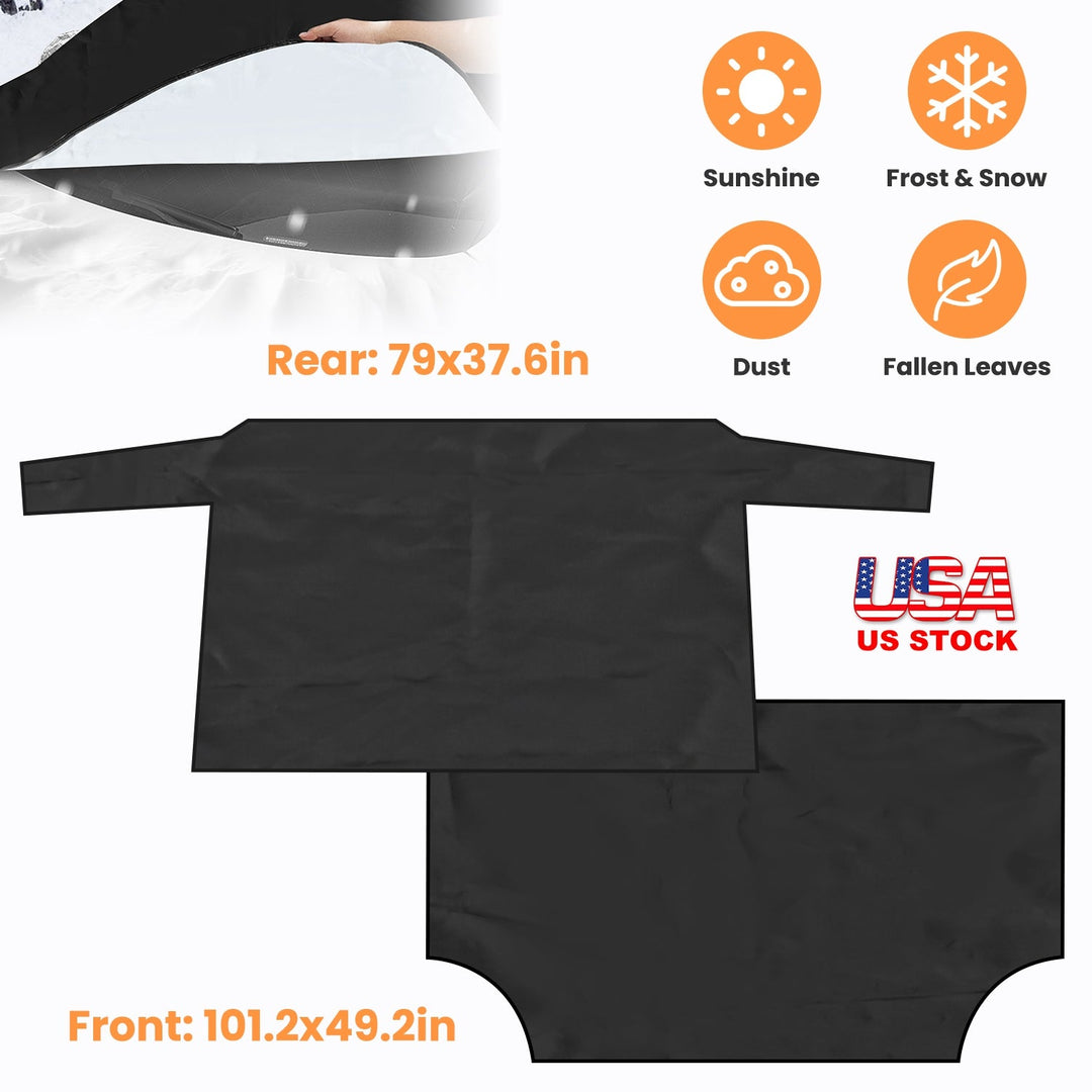 Magnetic Car Windshield Cover Front Rear Car Windshield Protector against Snow Sun Dirt Leaves Fit for All Cars Oxford Fabric Waterproof Heat-Resistan