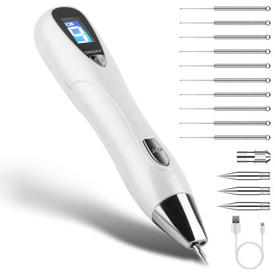 Skin Tag Remover Skin Tag Repair Kit Tattoo Freckle Wart Mole Remover Pen with 9 Intensity Levels 10 Fine Needles 3 Coarse Needles