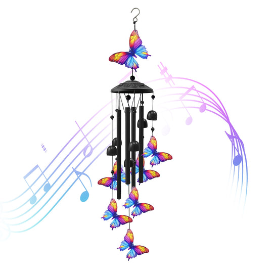 Metal Wind Chimes with Aluminum Tubes - Butterfly & Hummingbird