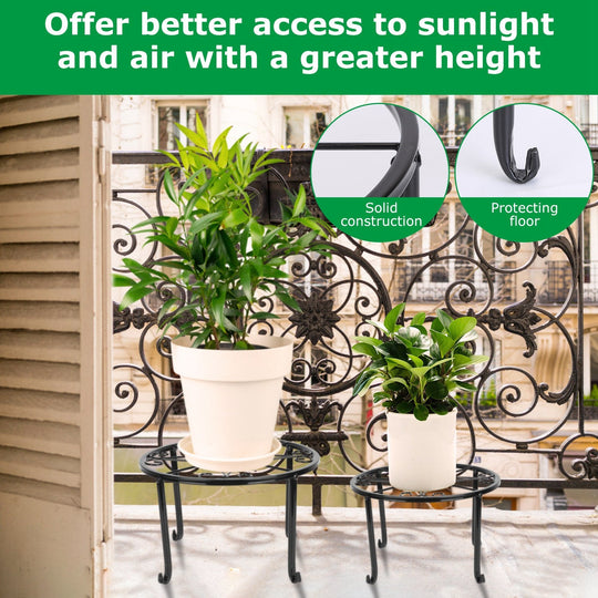 4Packs Iron Plotted Plant Stands Shelves Heavy Duty Round Flower Pot Holder Rack Home Yard Garden Patio DŽcor