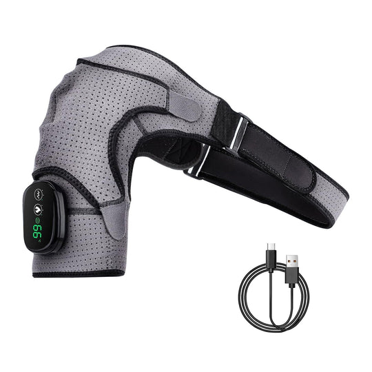 Cordless Shoulder Heating Pad Rechargeable Heated Shoulder Wrap MassagerÊShoulder Brace Supports with 3 Heating Levels 3 Vibration Modes for Left Righ