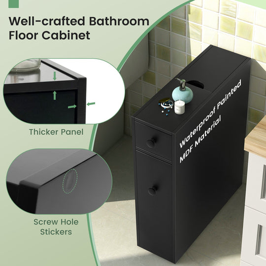 Black Bathroom Cabinet Space Saver Storage Organizer