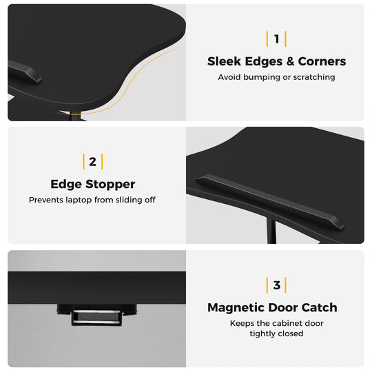Adjustable Mobile Standing Desk Cart with Tilt Desktop and Cabinet