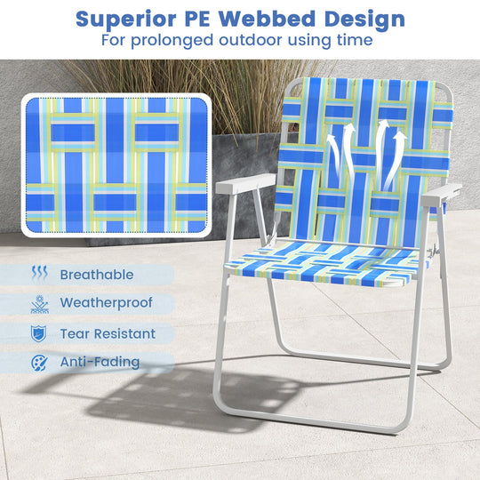 4 Pieces Folding Beach Chair Camping Lawn Webbing Chair
