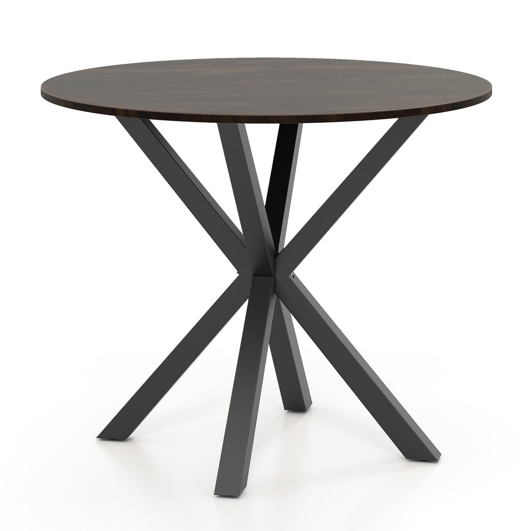 36 Inch Wood Dining Table with Intersecting Pedestal Base for 2-4 People
