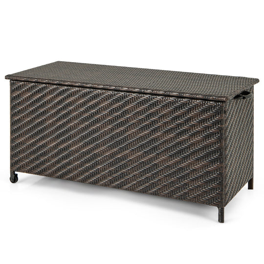 85 Gallon Outdoor Storage Box with Removable Liner and Universal Wheels