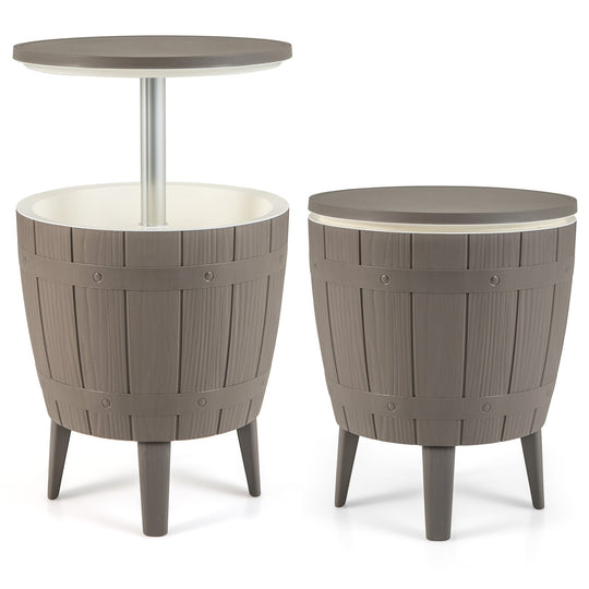 10 Gallon Cooler Bar Table Outdoor Coffee Table Ice Bucket with Telescopic Tabletop for Beer and Wine