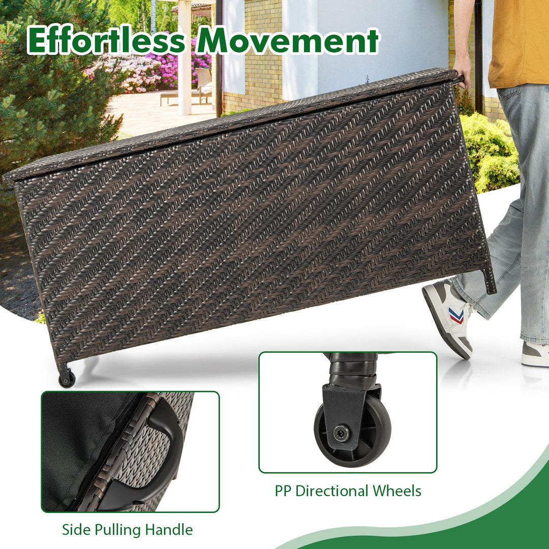 85 Gallon Outdoor Storage Box with Removable Liner and Universal Wheels