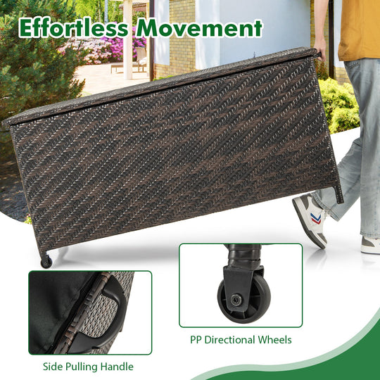 85 Gallon Outdoor Storage Box with Removable Liner and Universal Wheels
