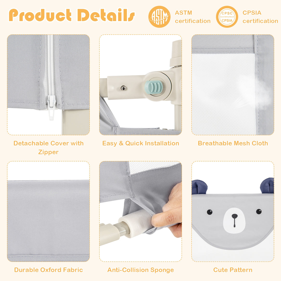 Vertical Lifting Baby Bedrail Guard with Lock-Gray