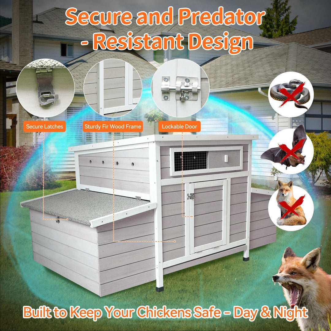 Wooden Chicken Coop for 3-6 Chickens with 6 Nesting Boxes