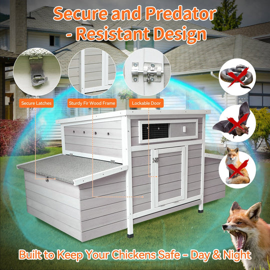 Wooden Chicken Coop for 3-6 Chickens with 6 Nesting Boxes