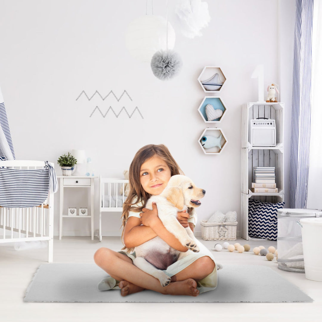 Fluffy Bedroom Rug 4Õ x 2.6Õ Anti-Skid Shaggy Area Rug Decorative Floor Carpet Mat for Nursery Bedroom Living Room