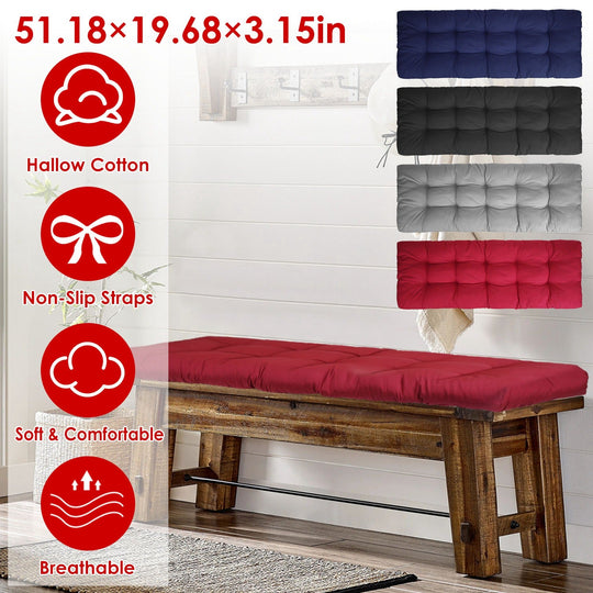 Bench Seat Cushion For Indoor Outdoor Furniture Non Slip Long Chair Cushion with Ties Strap Swing Cushion 51.18x19.68IN For Garden Patio Balcony Entry