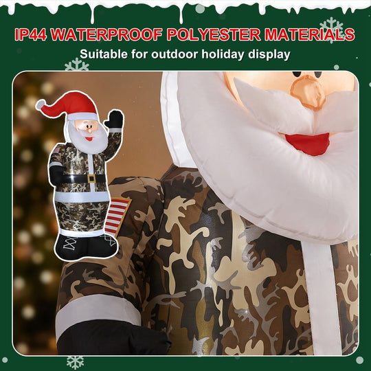 8FT Inflatable Camouflage Santa with LED Lights & Fan