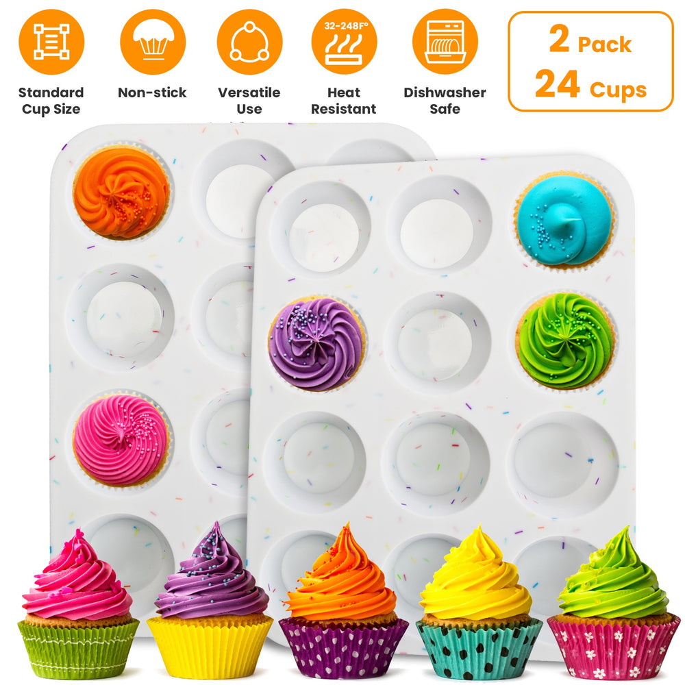 GBruno 12 Cups Silicone Muffin Pans