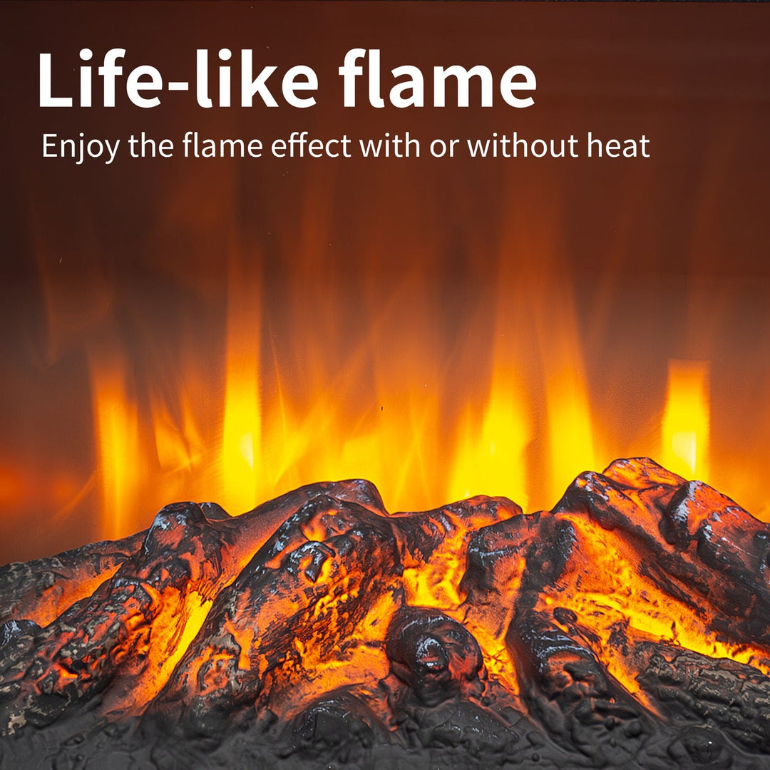 Electric Fireplace Stove Heater 18" with 3-Sided Flame View