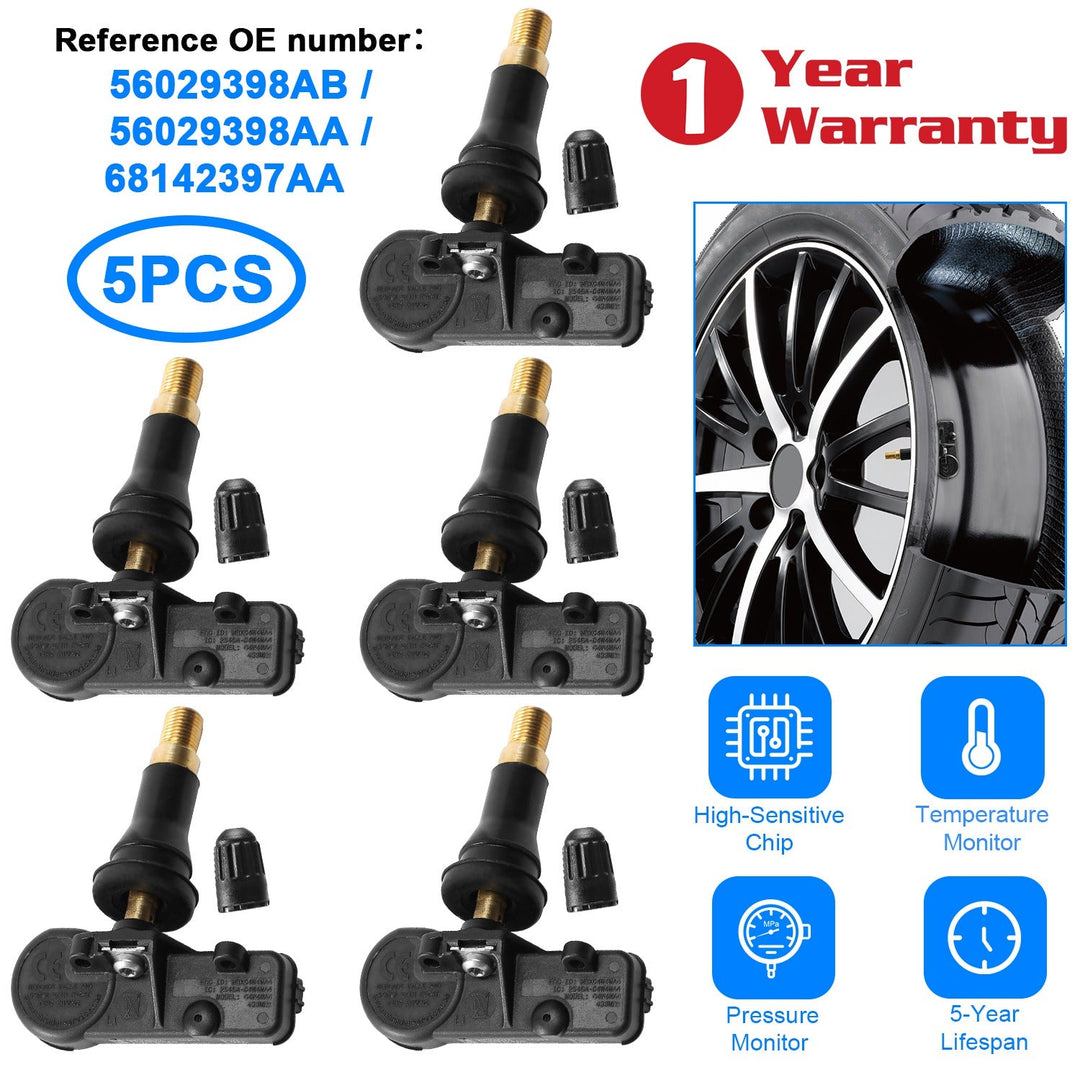 5PCS Tire Pressure Sensor TPMS Tire Pressure Monitoring System Sensor for Jeep Chrysler Dodge Ram