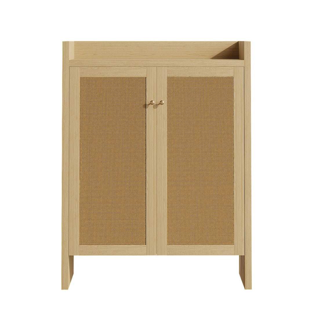 Rattan Shoe Cabinet with Doors, 6-Tier Storage Organizer