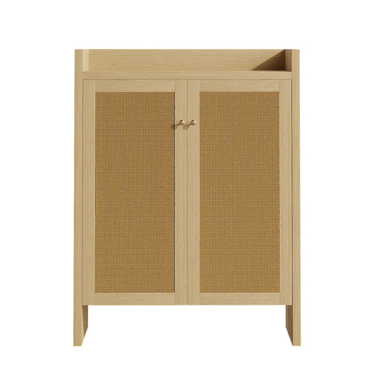 Rattan Shoe Cabinet with Doors, 6-Tier Storage Organizer